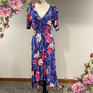 Abel the label Floral V-Neck hi-low Midi Dress bohemian style size small